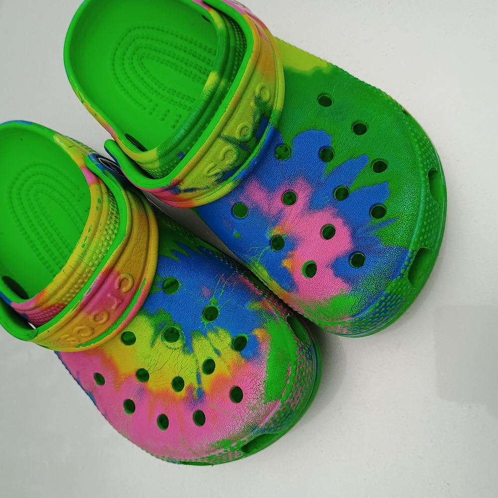 Tye dye Crocs